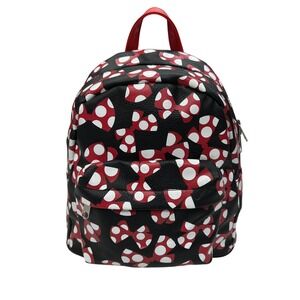 Disney Minnie Mouse Polka Dot Bow Mini Backpack Black Red White Theme Park